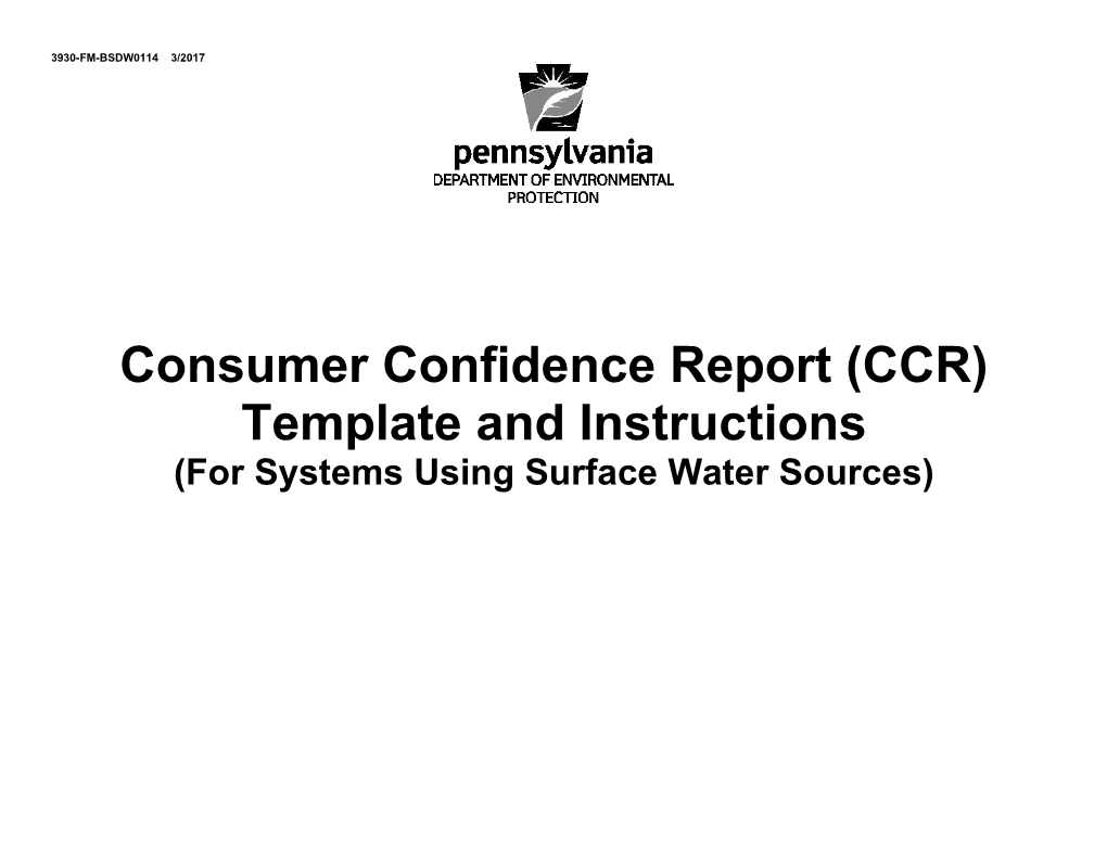 Consumer Confidence Report (CCR)