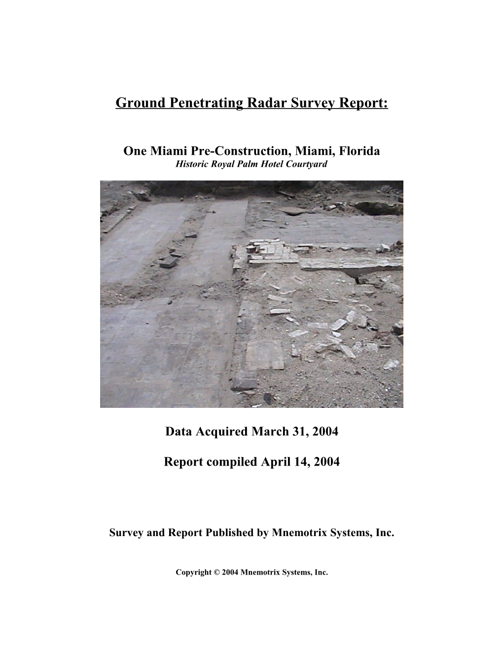 Ground Penetrating Radar Survey Report