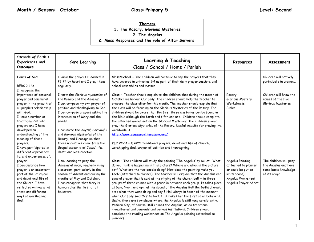 Month / Season:Octoberclass:Primary 5Level:Second