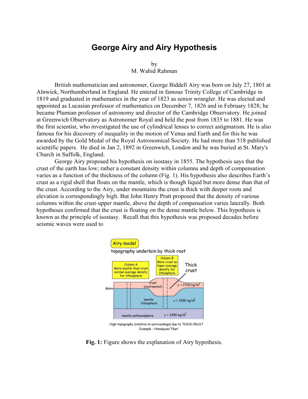 George Airy and Airy Hypothesis