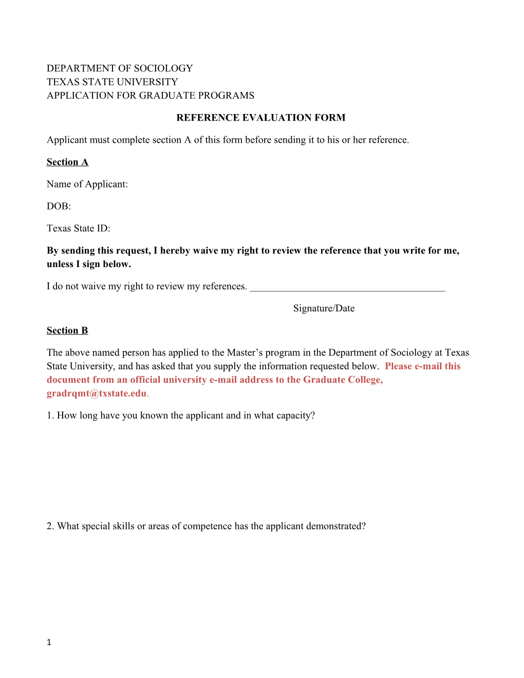 Reference Evaluation Form