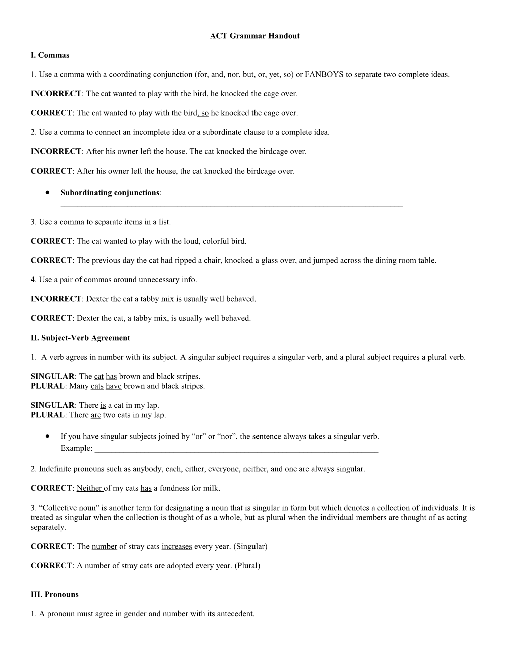 ACT Grammar Handout