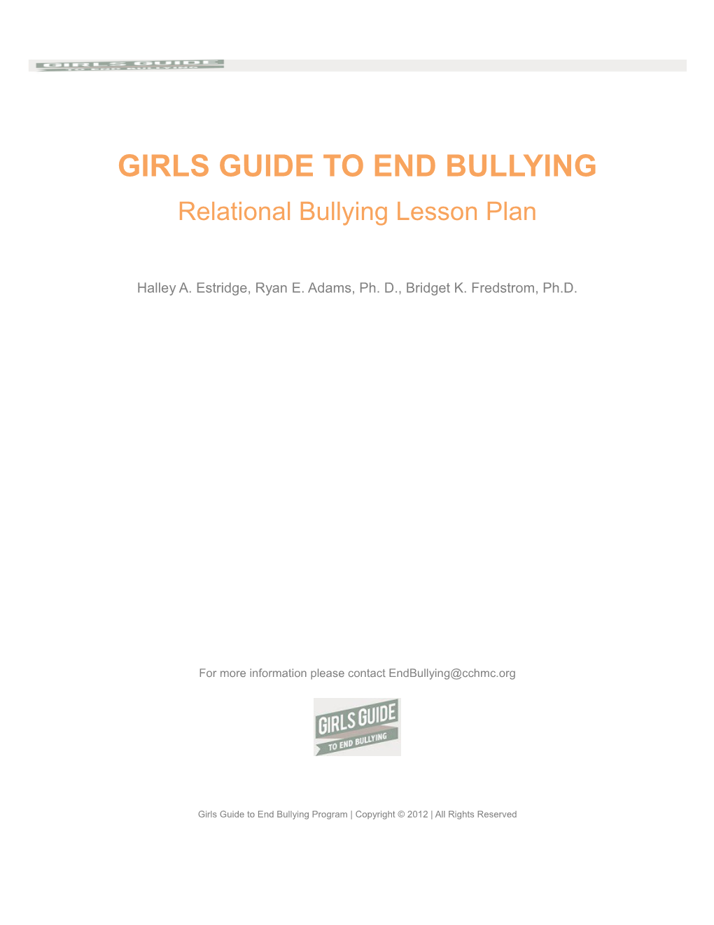Girls Guide to End Bullying