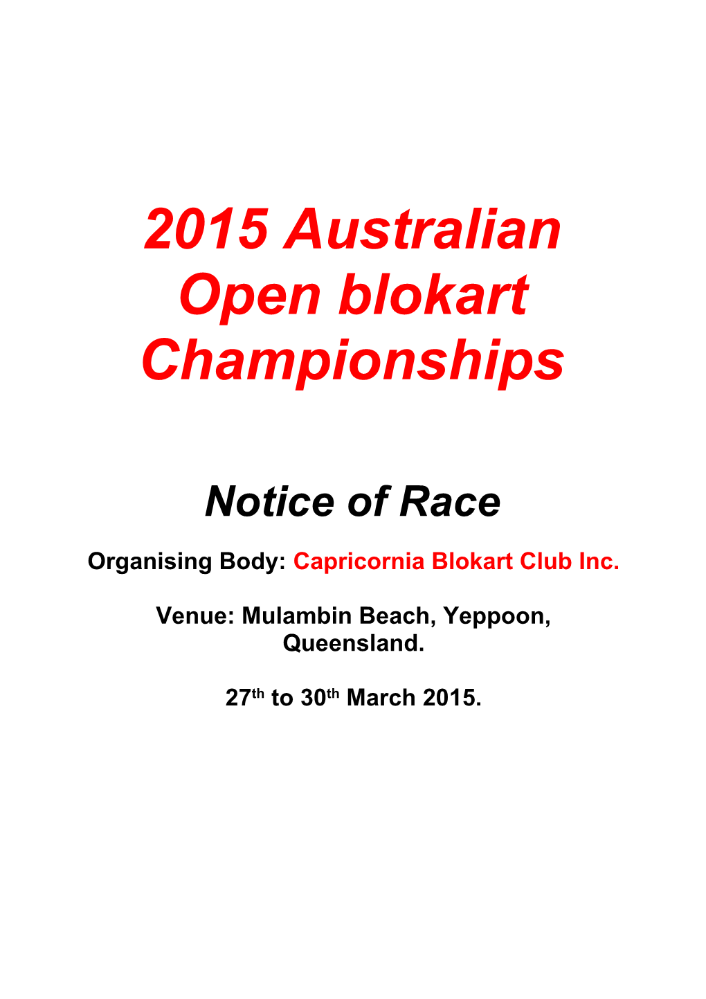 2015 Australian Open Blokart Championships