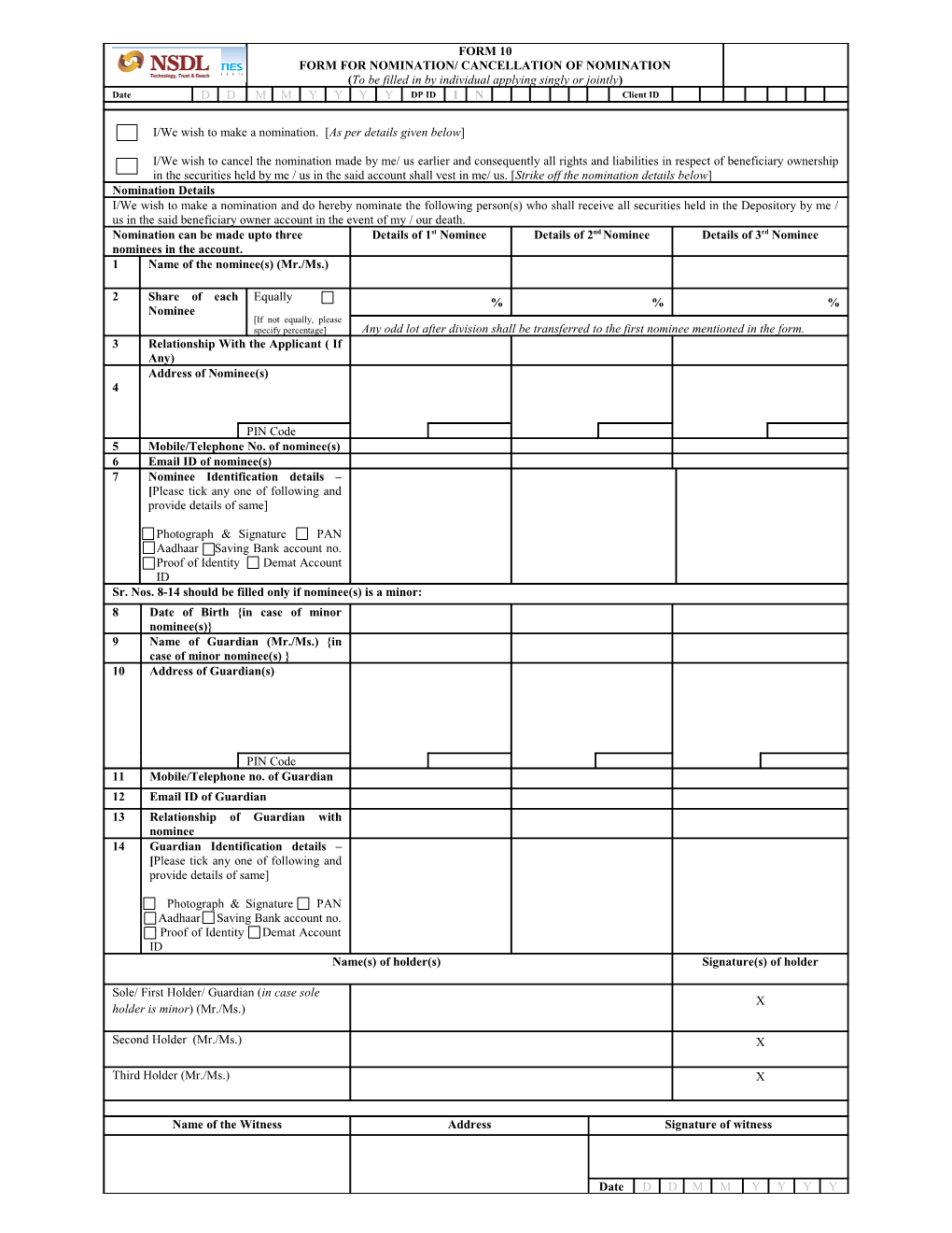 1. the Nomination Can Be Made Only by Individuals Holding Beneficiary Owner Accounts On