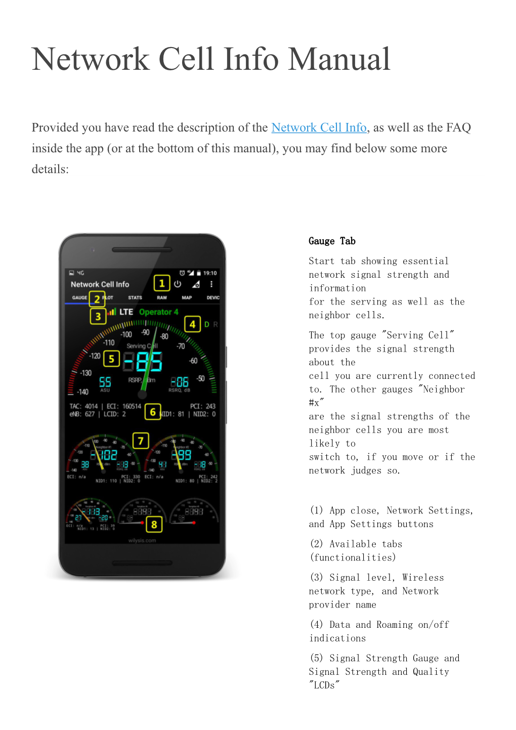 Network Cell Info Manual