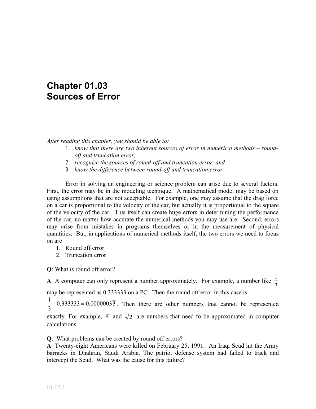Textbook Notes on Sources of Error