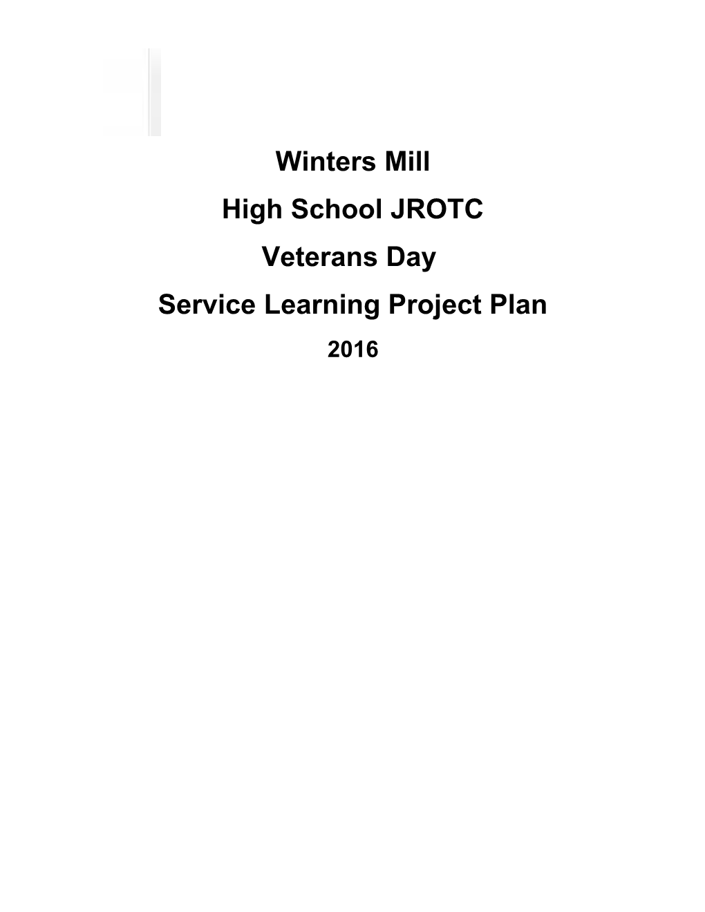 Service Learning Project Plan
