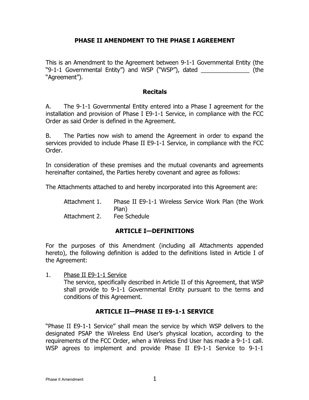 Phase Ii Amendment to the Phase I Agreement