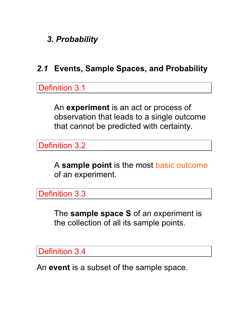 3.1Events, Sample Spaces, and Probability