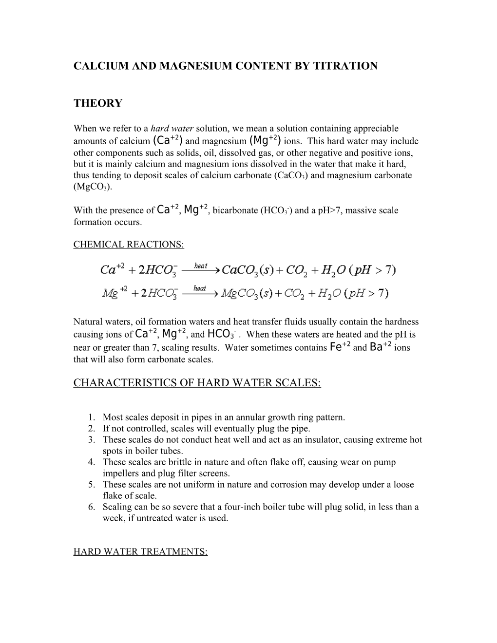 Calcium and Magnesium Content by Titration