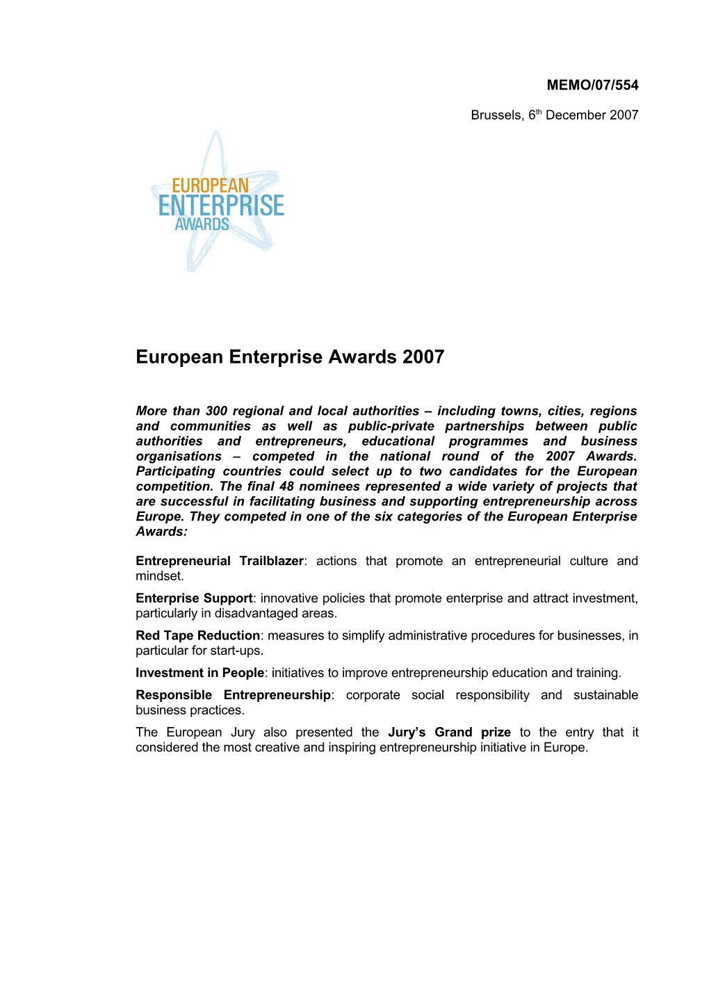 European Enterprise Awards 2007