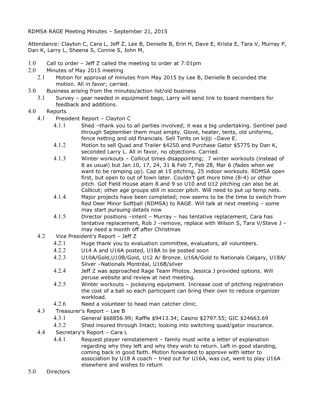 RDMSA RAGE Meeting Minutes September 21, 2015