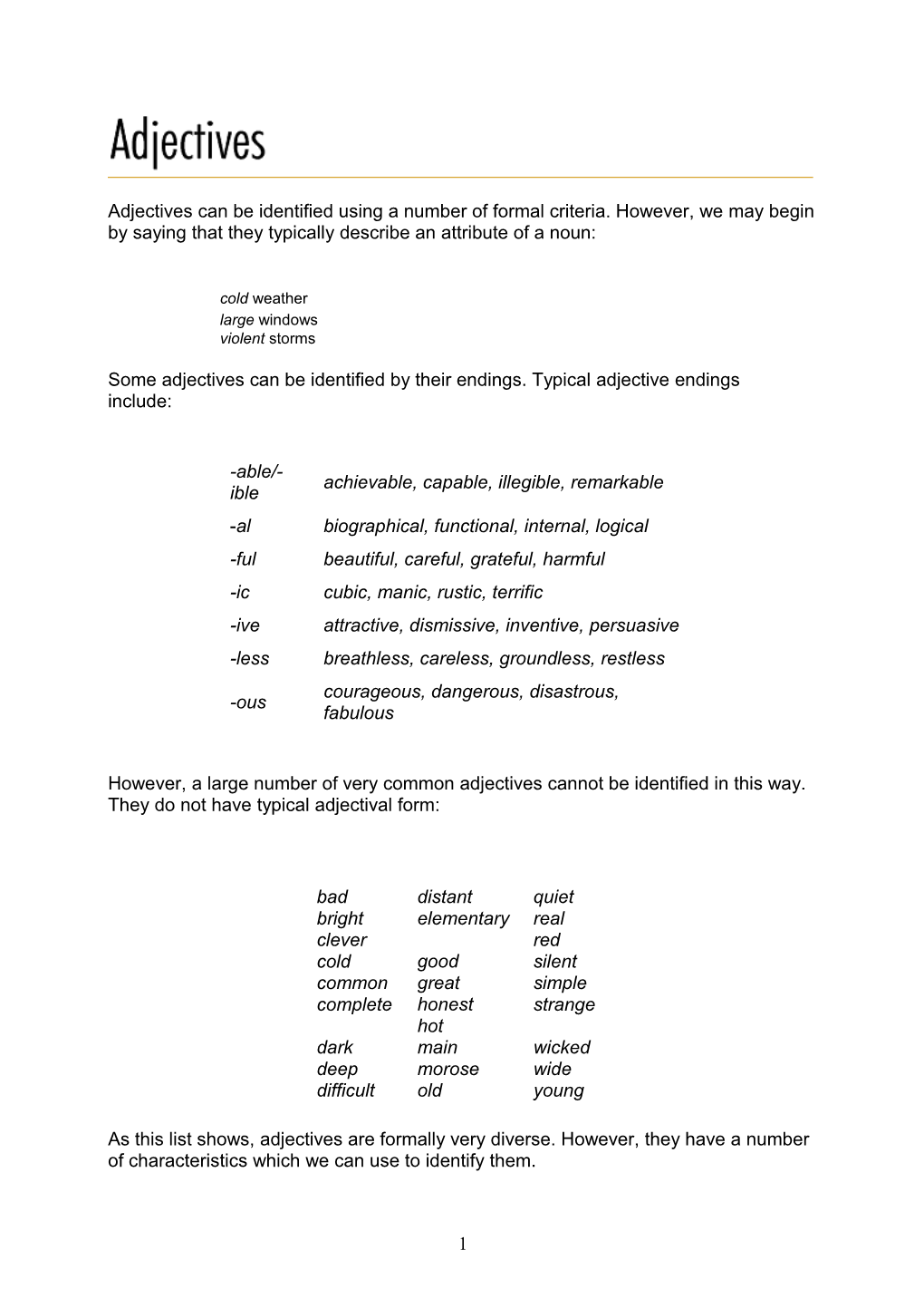 Inherent and Non-Inherent Adjectives