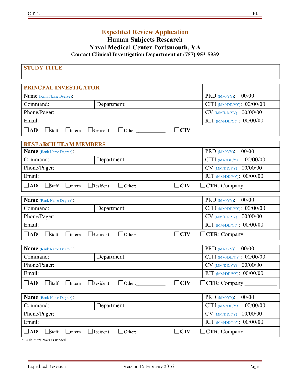 Expedited Review Application