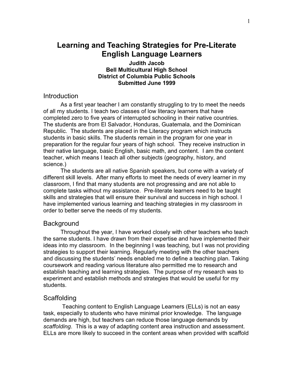 Learning and Teaching Strategies for Pre-Literate English Language Learners