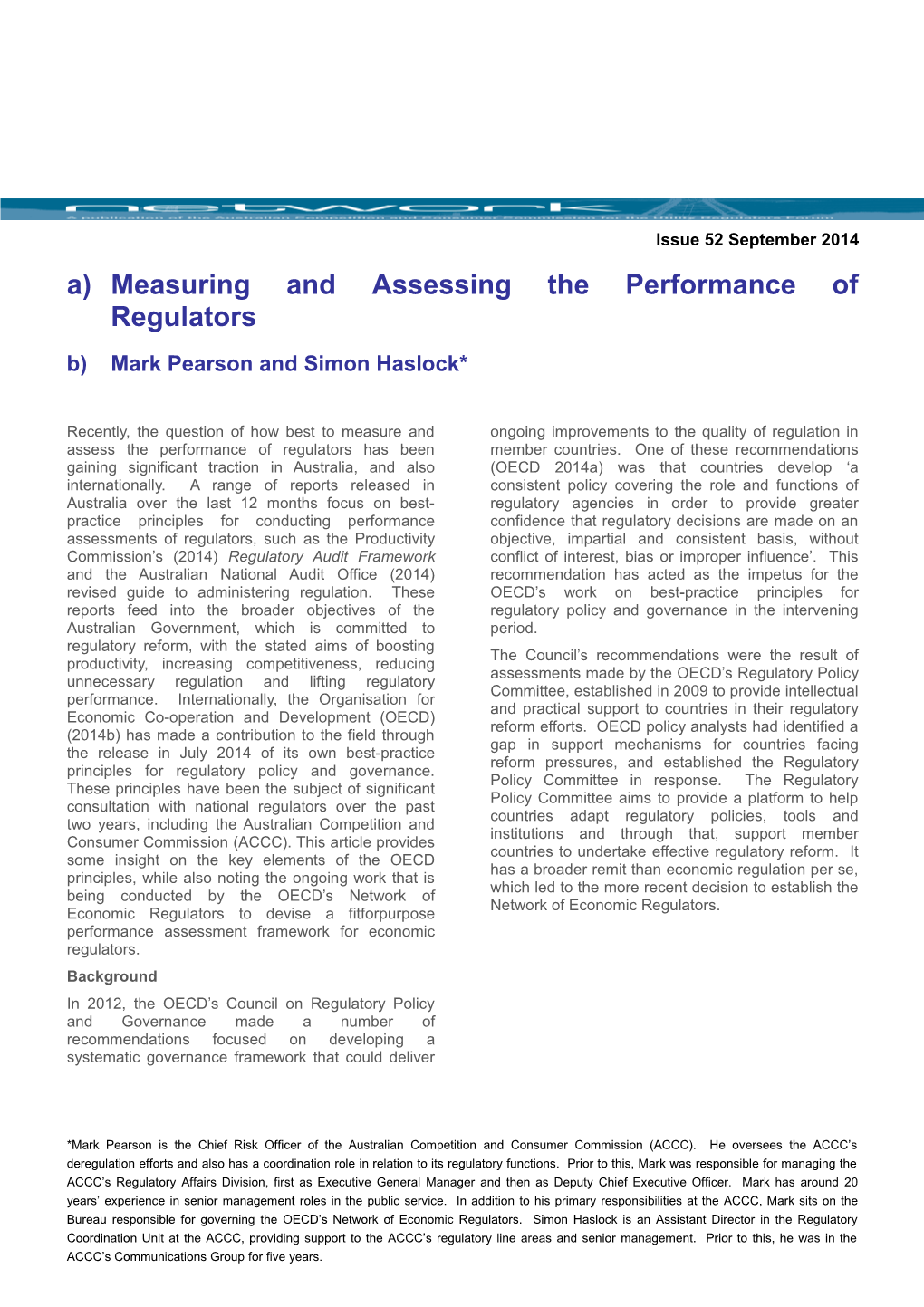 Measuring and Assessing the Performance of Regulators