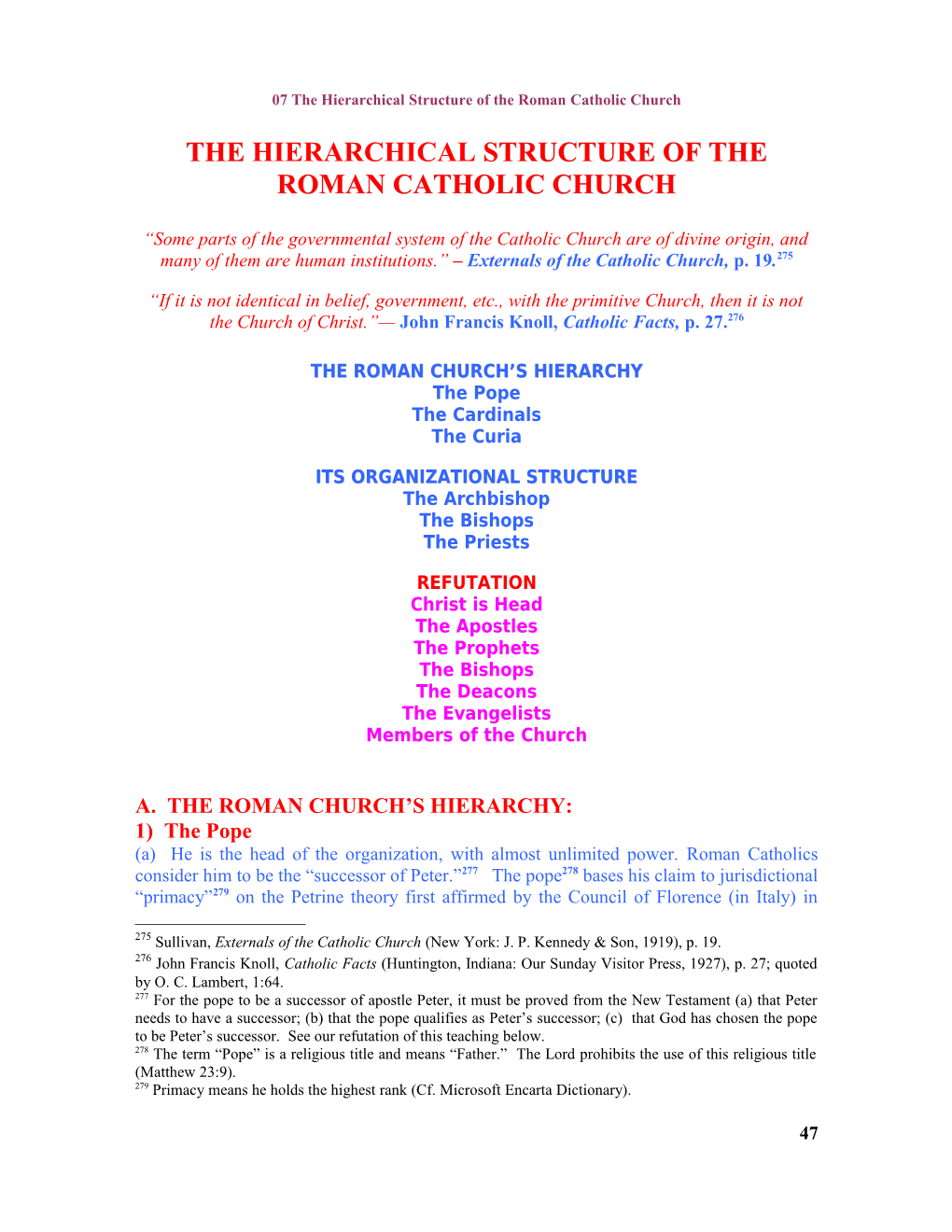 The Structure of the Roman Catholic Church