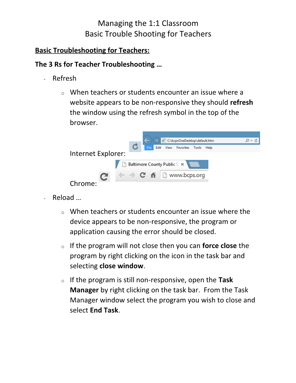 Basic Troubleshooting for Teachers