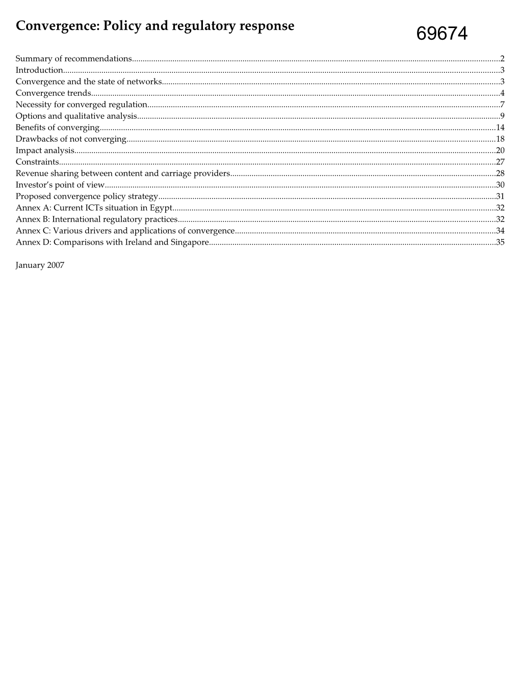 Convergence Policy Note (Schedule 1 of RTA Agreement)