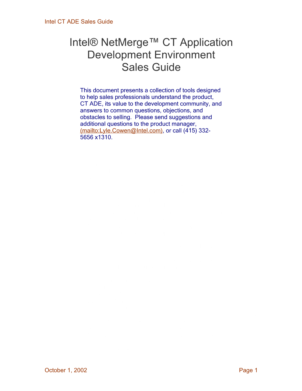 Intel Netmerge CT Application Development Environment