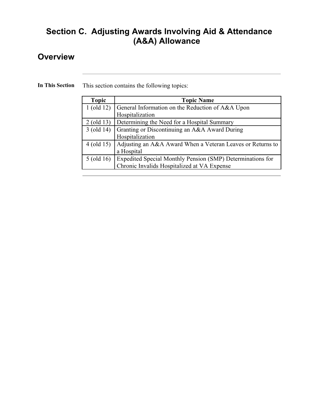 Adjusting Awards Involving Aid & Attendance (A&A) Allowance