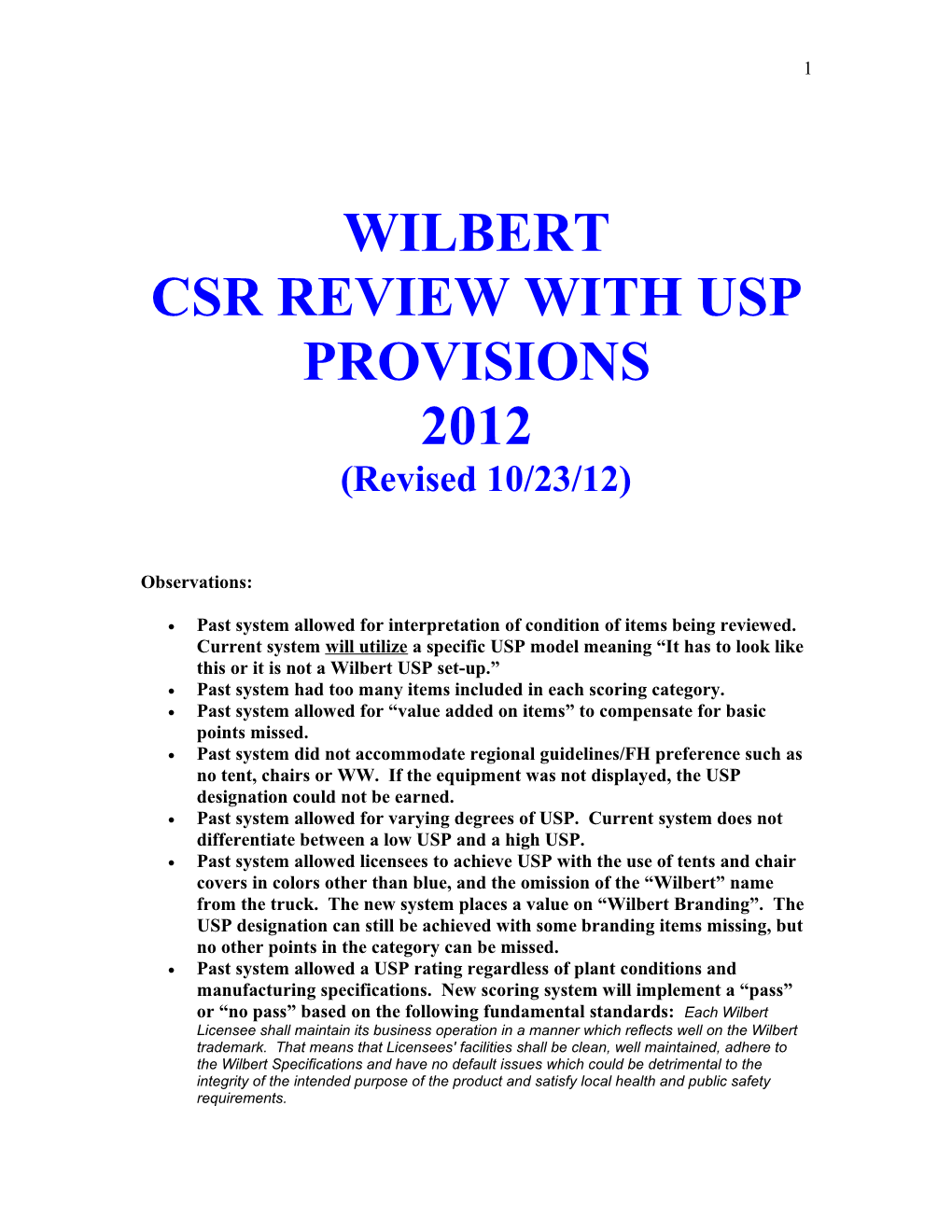 Csr Review with Usp Provisions