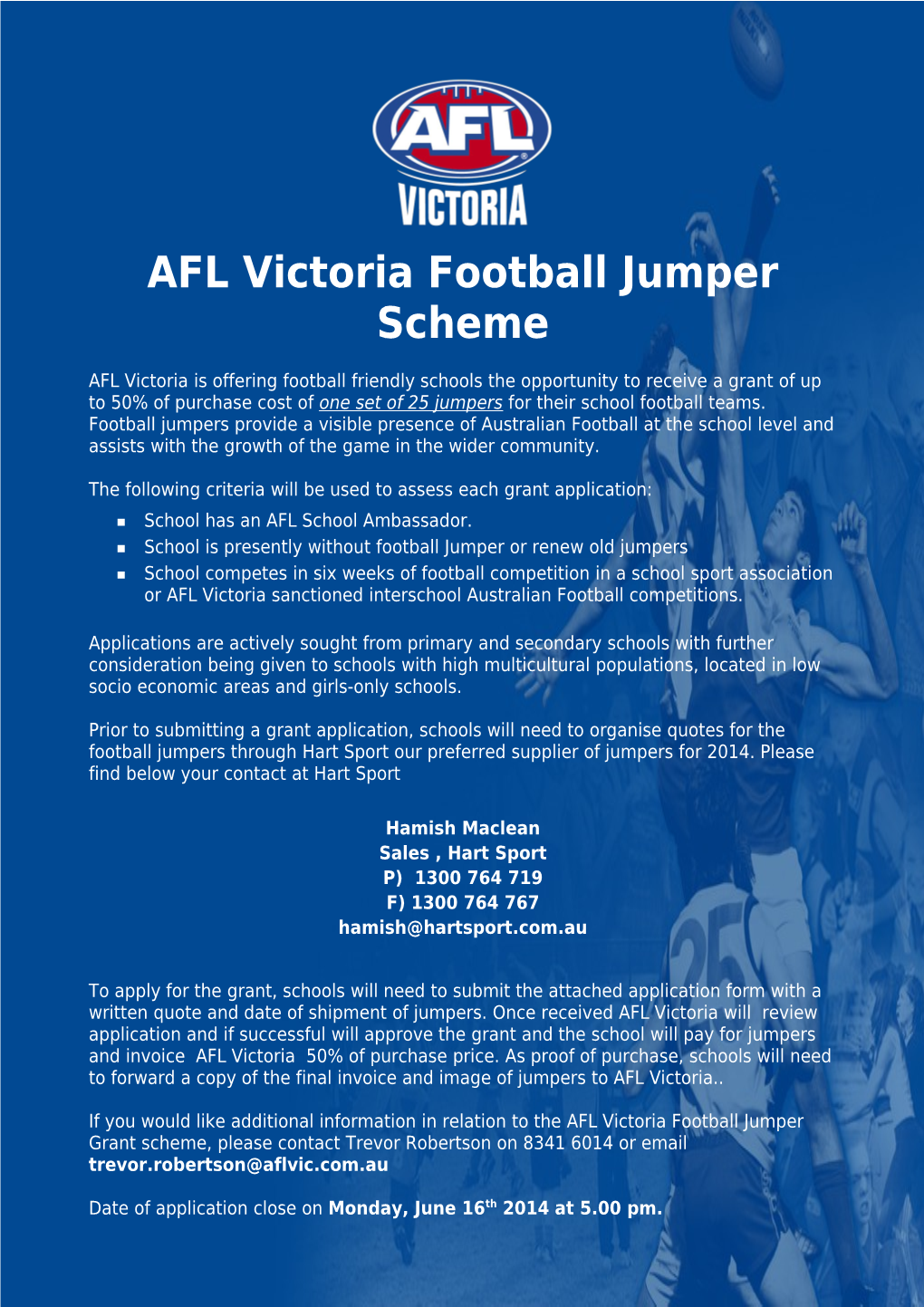 AFL Victoria Is Offering Football Friendly Schools the Opportunity to Receive a Grant*