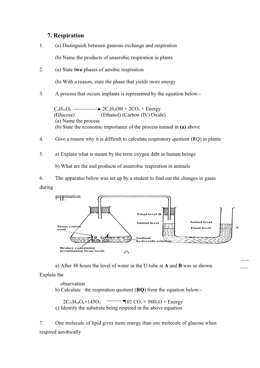 1. (A) Distinguish Between Gaseous Exchange and Respiration