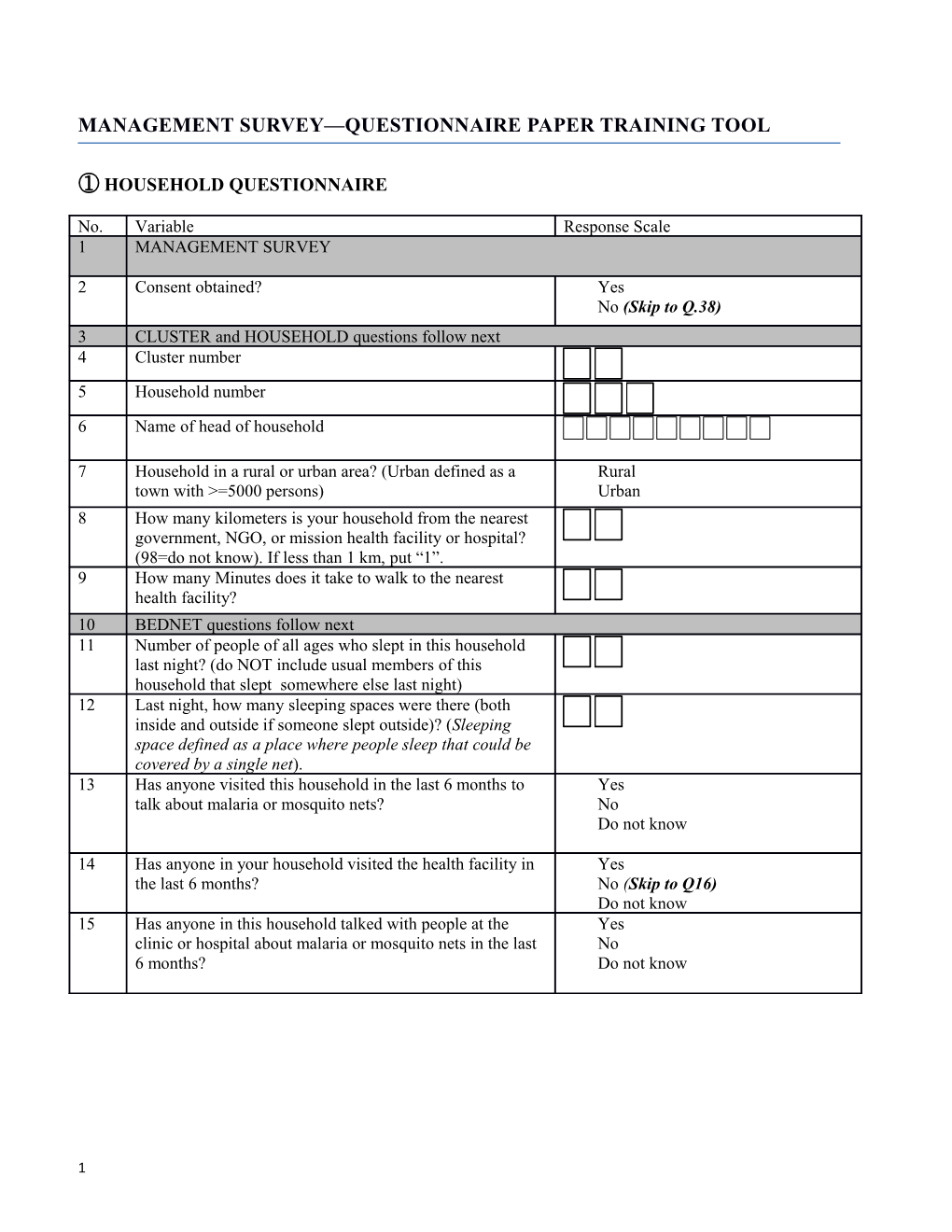 Management Survey Questionnaire Paper Training Tool