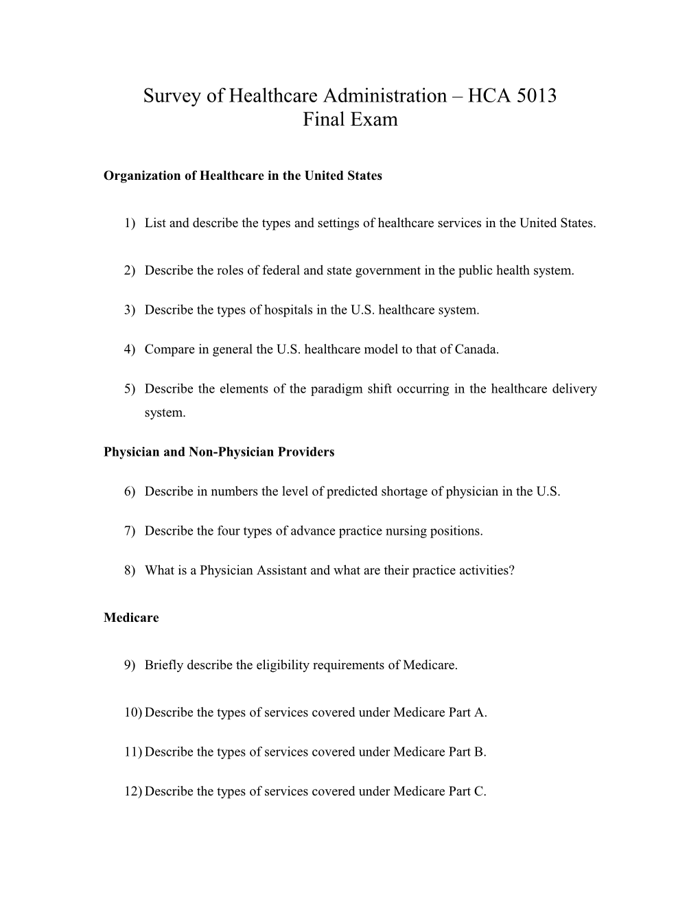 Organization of Healthcare in the United States