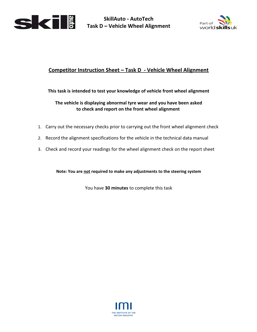 Task D Vehicle Wheel Alignment