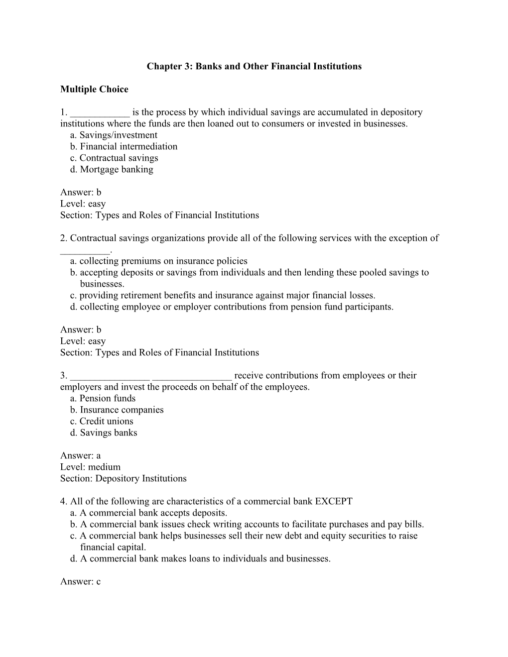 Chapter 3: Banks and Other Financial Institutions