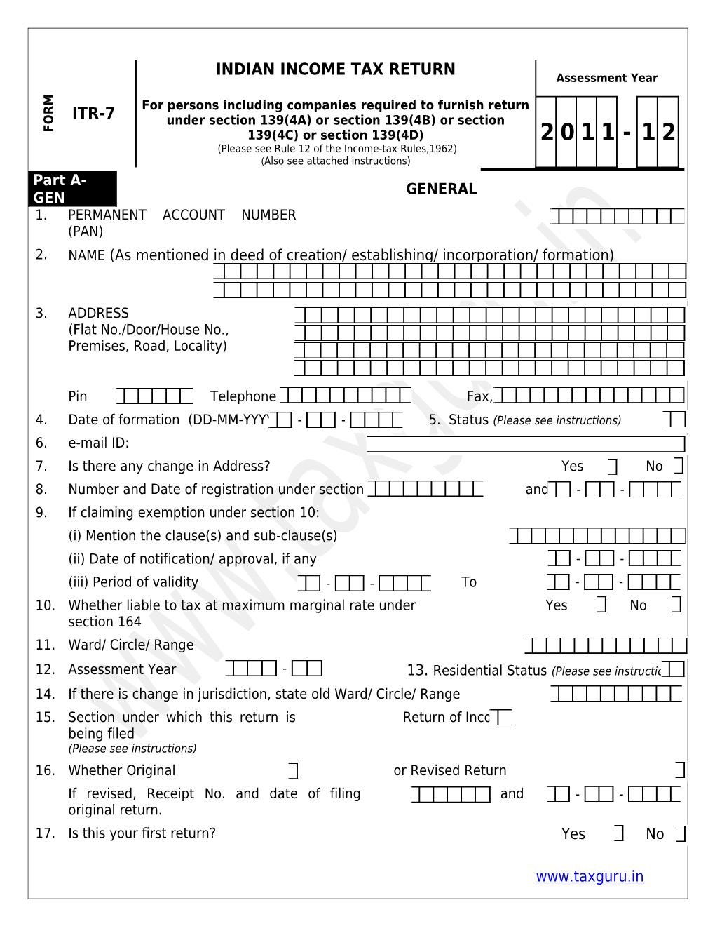 IT 7 in Word Format for A.Y. 2011-12 and Financial Year 2010-11