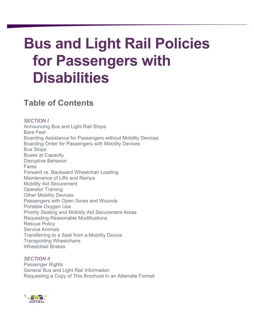 Bus and Light Rail Policies for Passengers with Disabilities