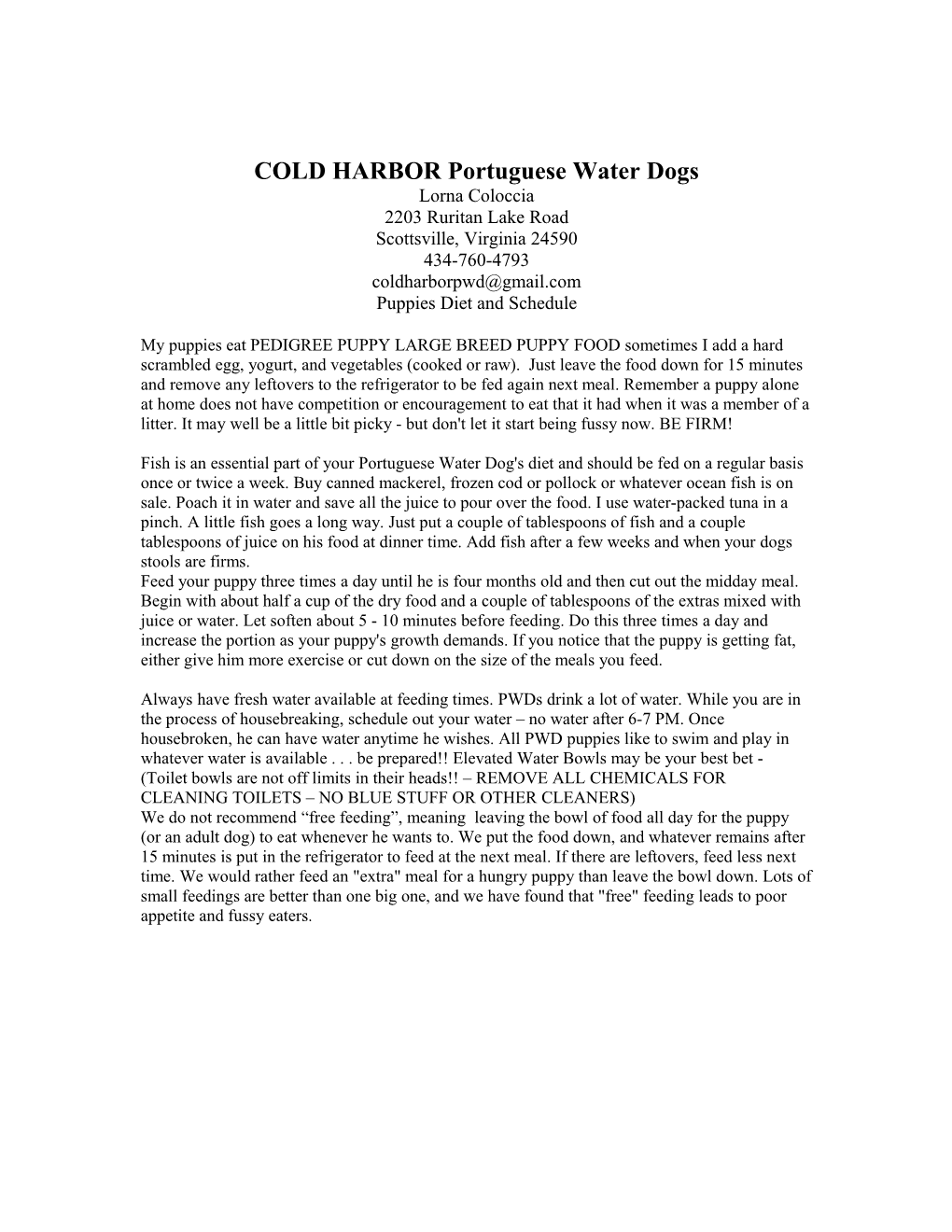 COLDHARBOR Portuguese Water Dogs