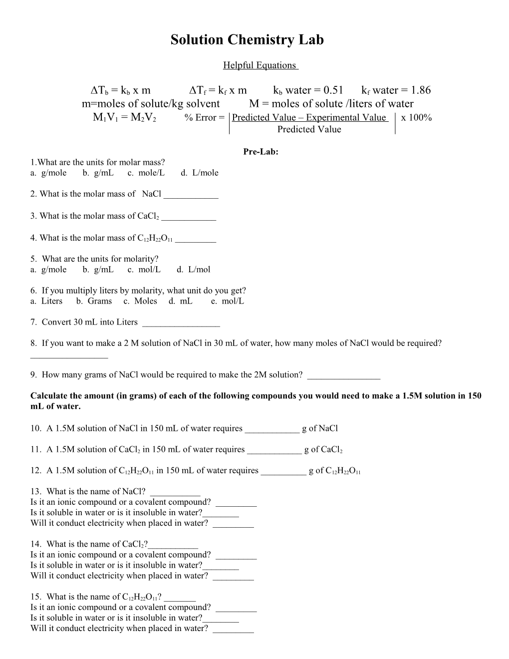 Solution Chemistry Lab