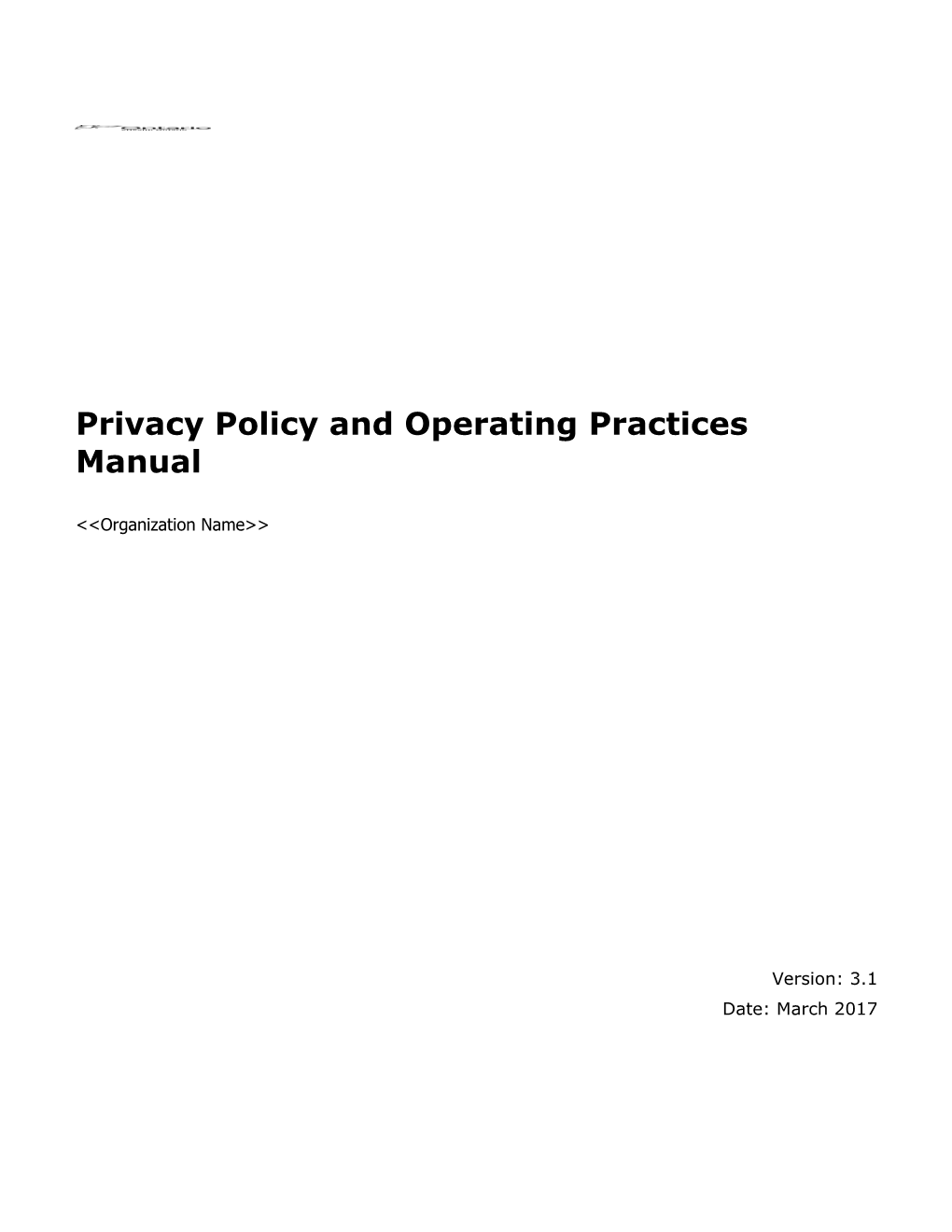 Privacy Policy and Operating Practices Manual