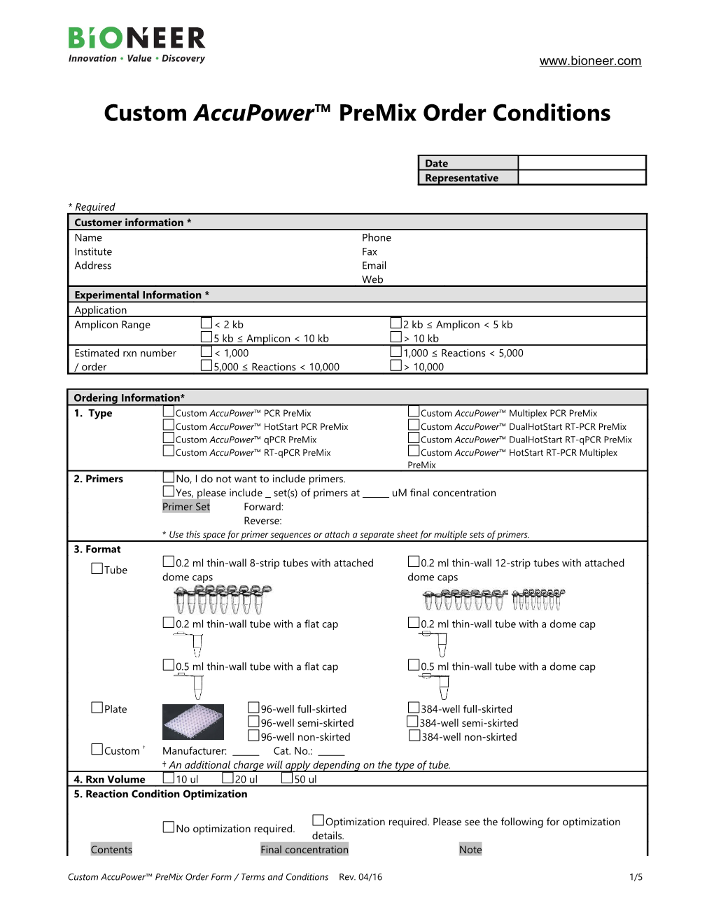 Page 1- Custom Accupower Order Conditions