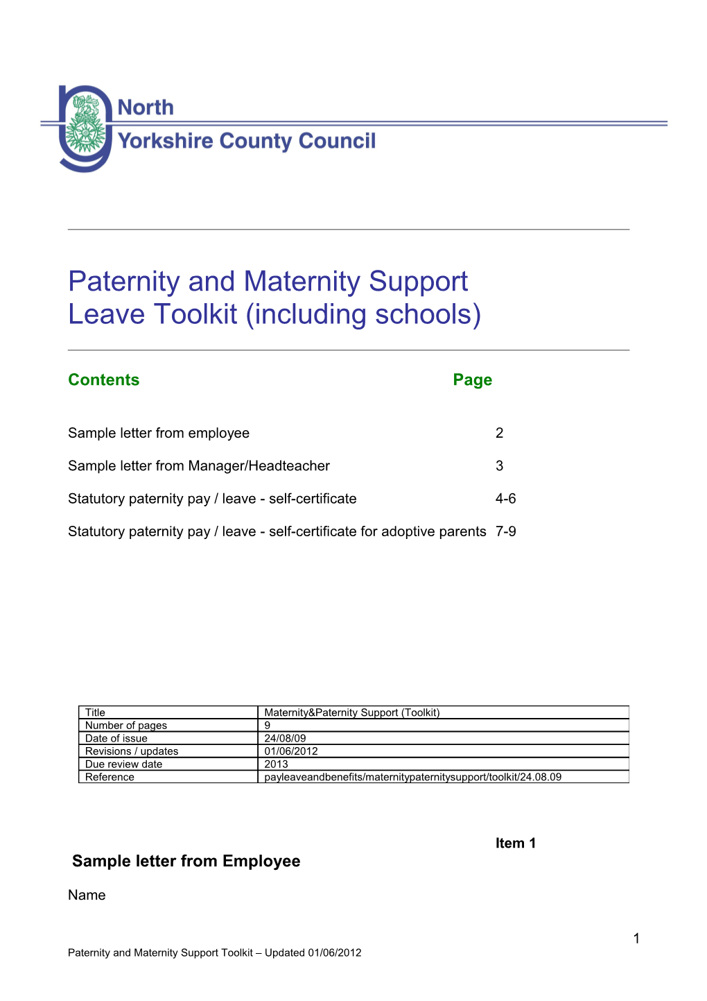 Paternity and Maternity Support Toolkit