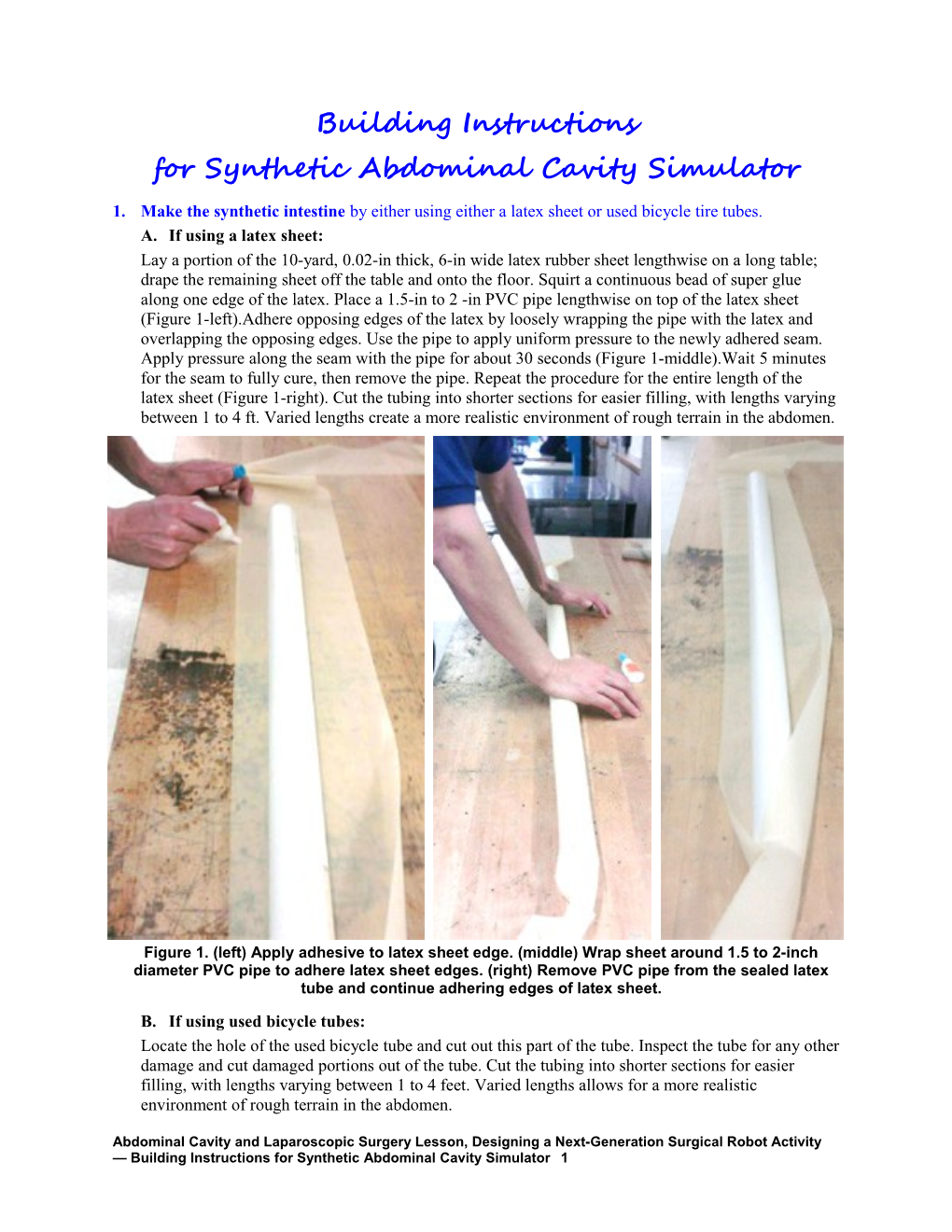 Building Instructions for Synthetic Abdominal Cavity Simulator
