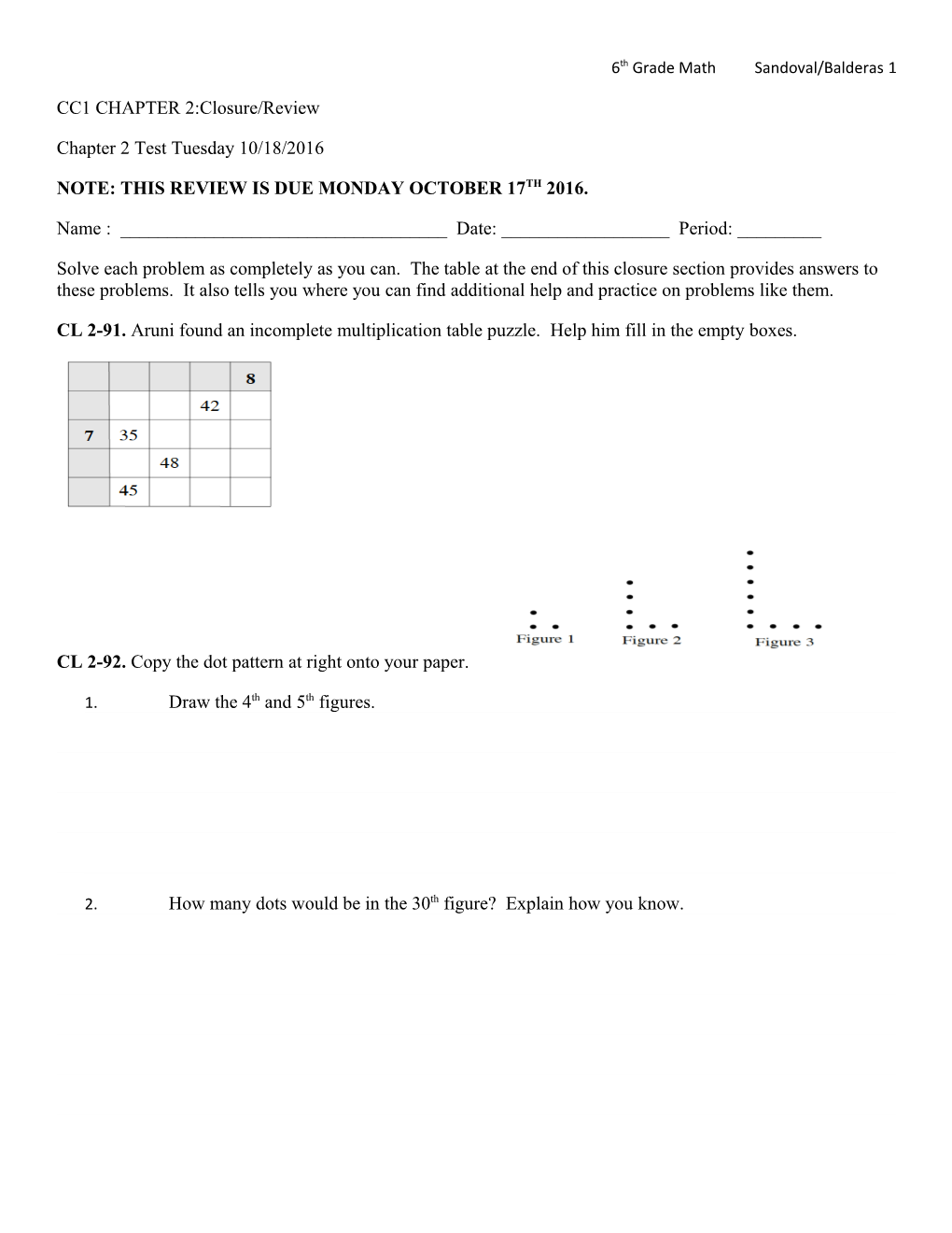 6Th Grade Math Sandoval/Balderas 1