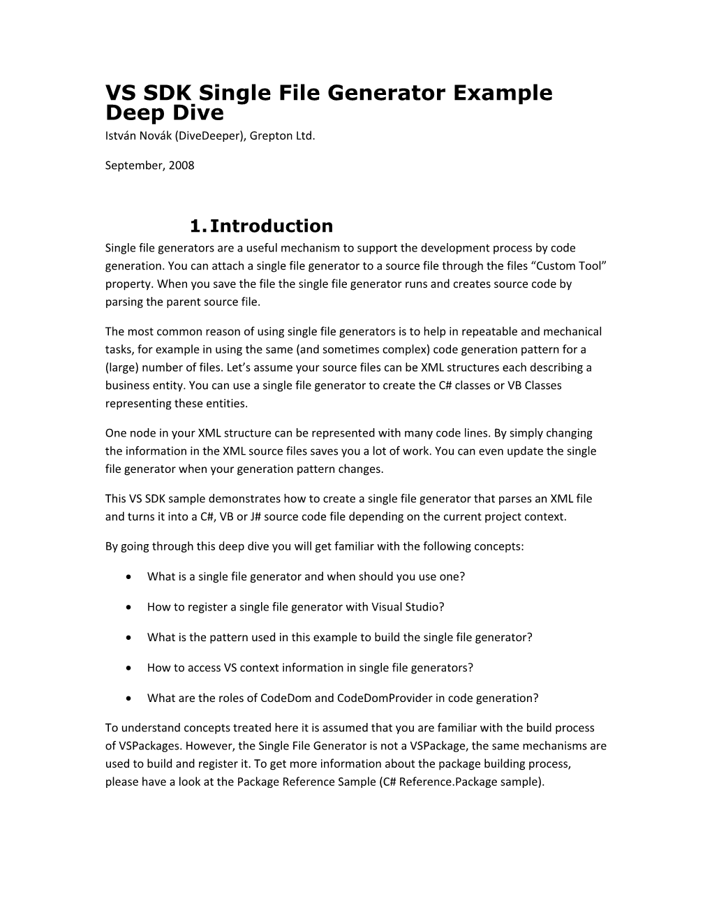 VS SDK Single File Generator Example Deep Dive