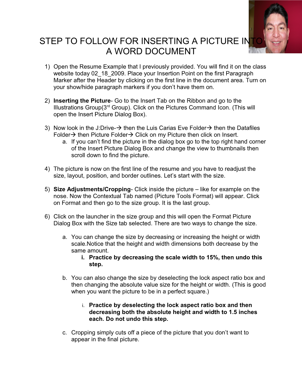 Step to Follow for Inserting a Picture Into a Word Document