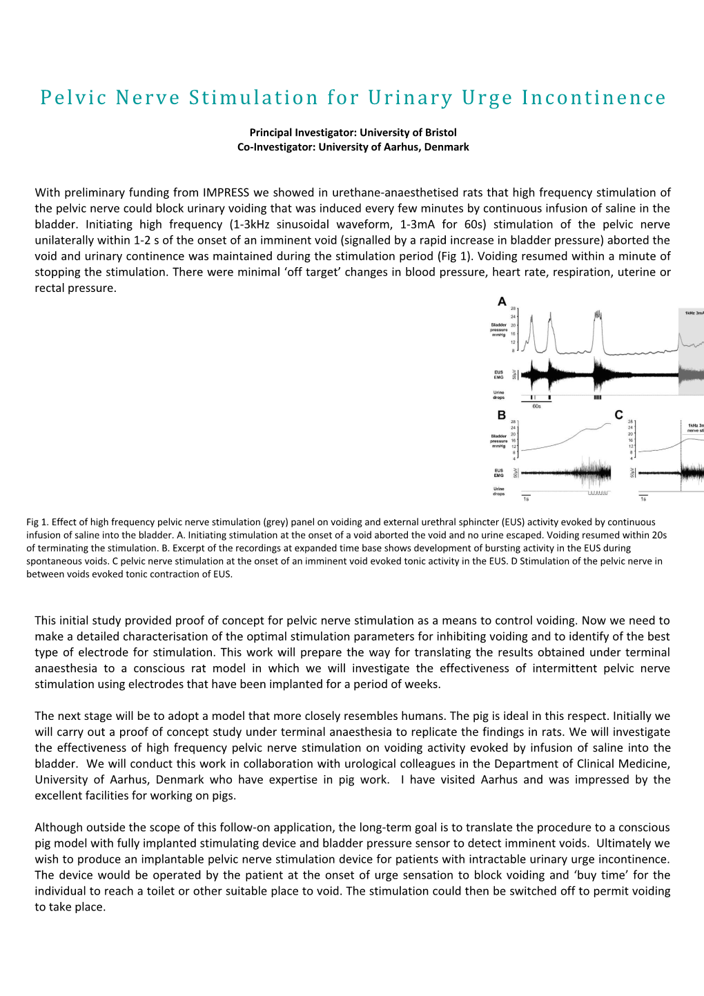 Pelvic Nerve Stimulation for Urinary Urge Incontinence