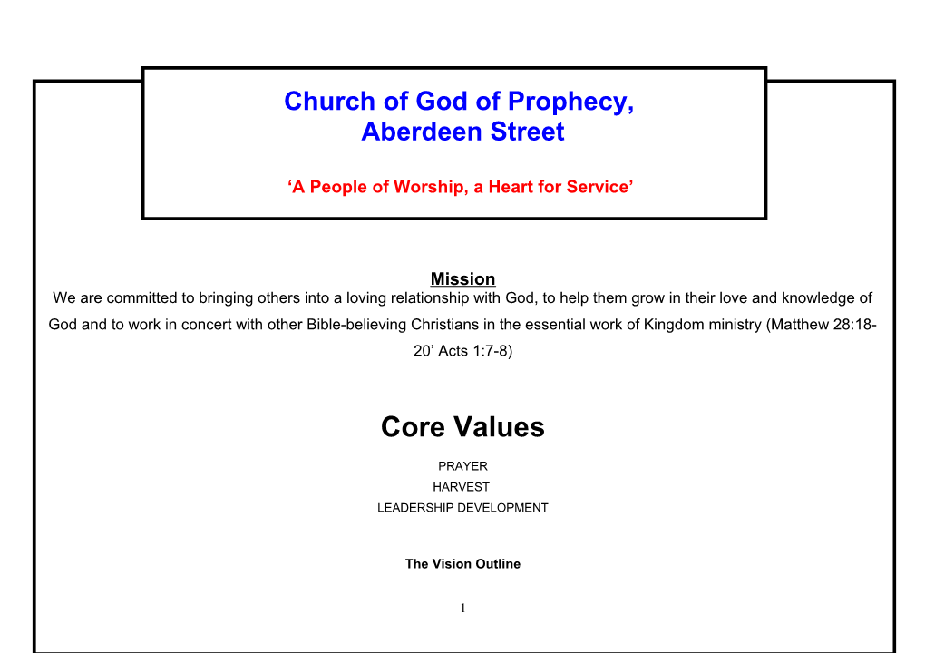 Church of God of Prophecy 146 Cattell Road Strategy Outline 2008 - 2010