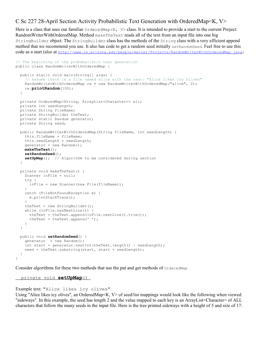 C Sc 227 28-April Section Activity Probabilistic Text Generation with Orderedmap&lt;K, V&gt;