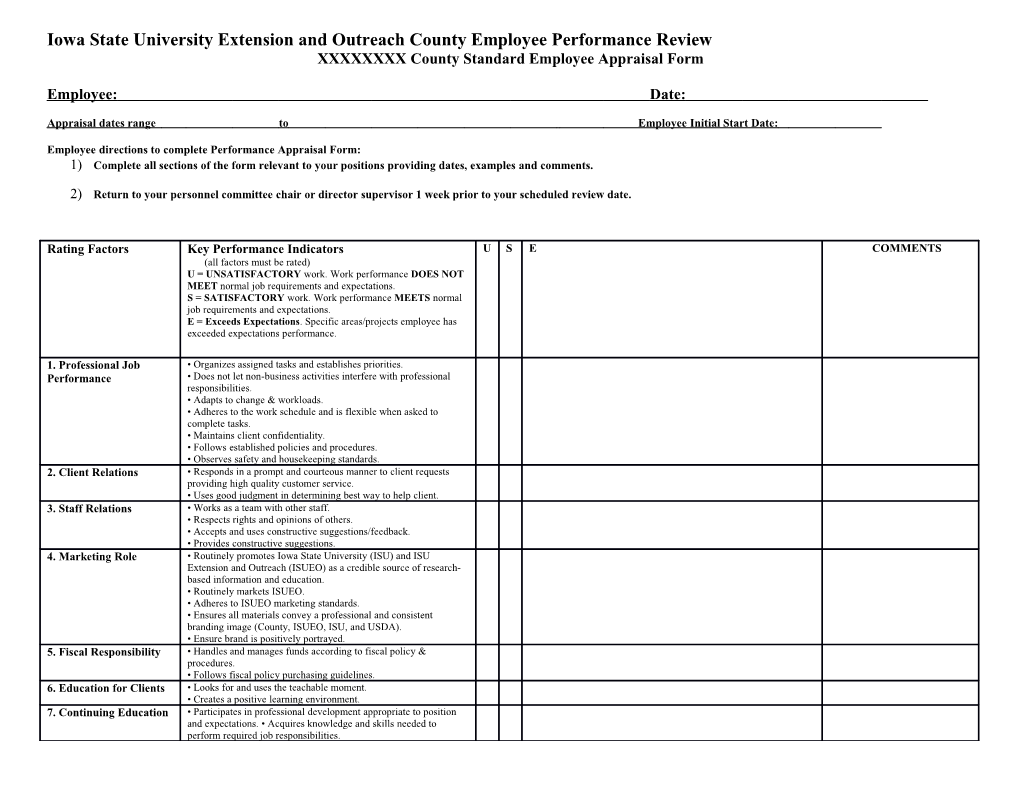 Iowa State University Extension and Outreach County Employee Performancereview