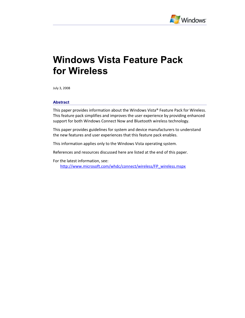 Windows Vista Feature Pack for Wireless
