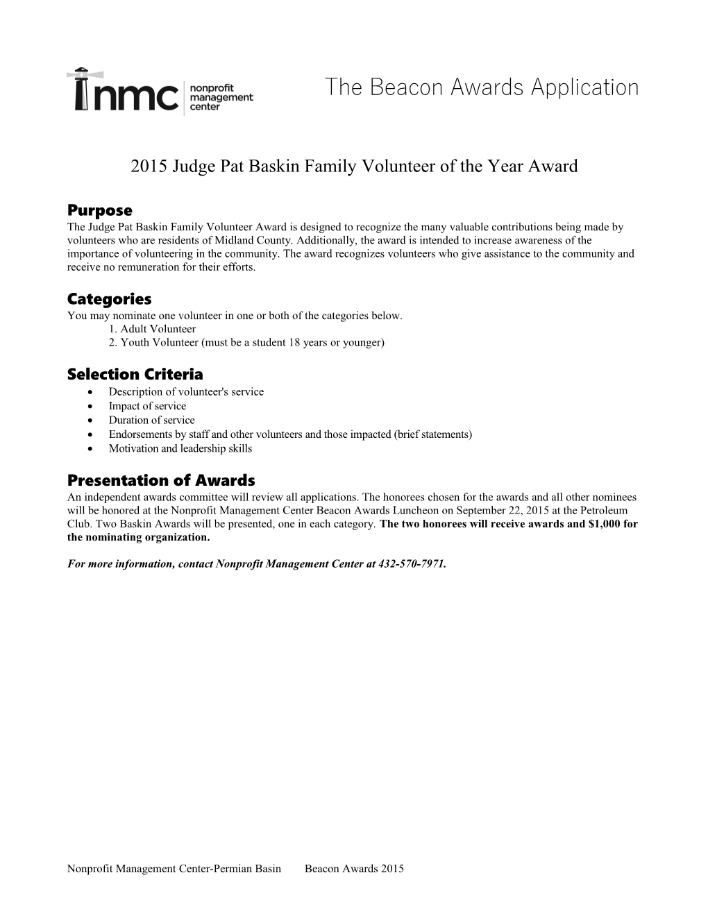 2015Judge Pat Baskin Familyvolunteer of the Year Award
